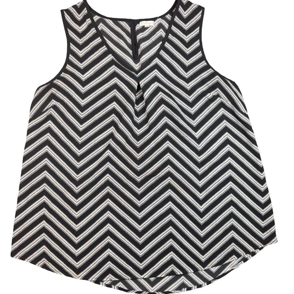 Women's Black And White Chevron Polyester Flowy Large Tank